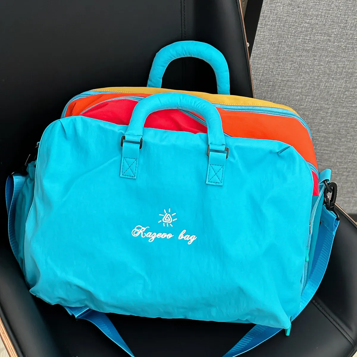 Women Fashion Casual Dopamine Color Multifunctional Nylon Shoulder Bag with Zipper