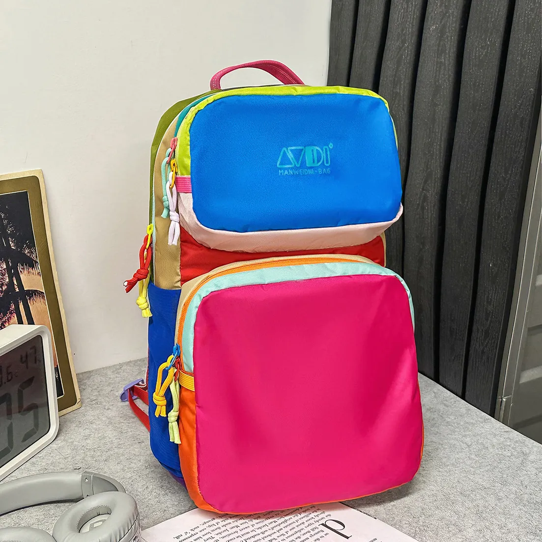 Fashion Casual Dopamine Color Travel Large Capacity Nylon Backpack