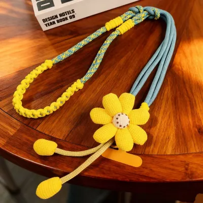 Fashion Dopamine Floral Mobile Phone Lanyard Woven Strap Bag Accessories