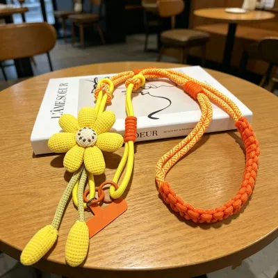 Fashion Dopamine Floral Mobile Phone Lanyard Woven Strap Bag Accessories