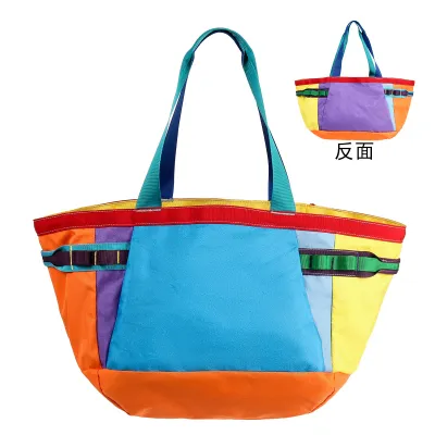 Women Fashion Casual Dopamine Color Block Large Capacity Oxford Nylon Shoulder Bag