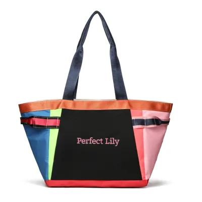 Fashion Casual Dopamine Colorblock Large Capacity Shoulder Bag Oxford Cloth