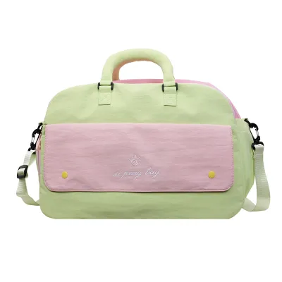 Women Fashion Casual Dopamine Contrast Color Geometric Pattern Cloth Shoulder Bag