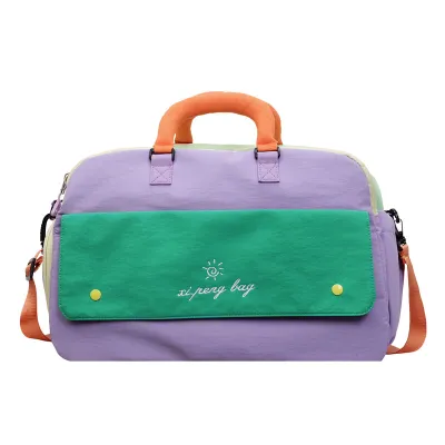 Women Fashion Casual Dopamine Contrast Color Geometric Pattern Cloth Shoulder Bag