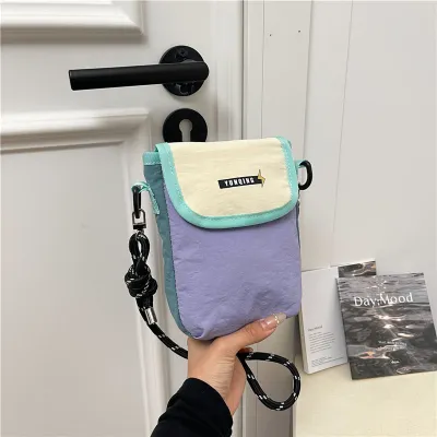 Women Fashion Casual Dopamine Color Canvas Crossbody Bag Flap Closure