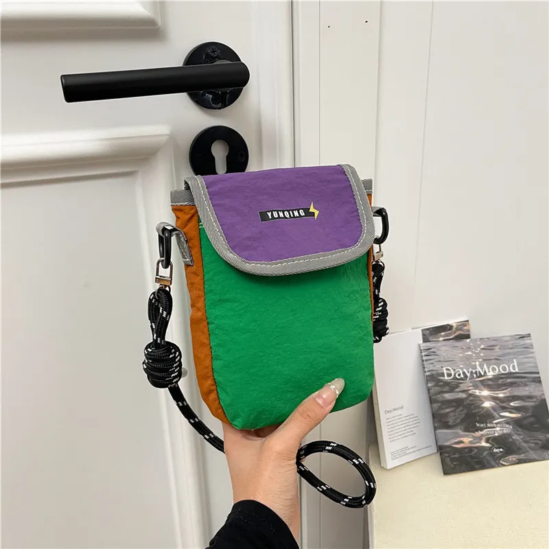 Women Fashion Casual Dopamine Color Canvas Crossbody Bag Flap Closure