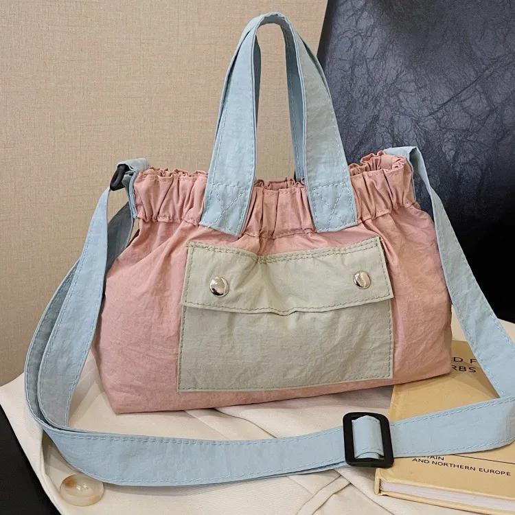 Women Fashion Casual Dopamine Color Canvas Crossbody Bucket Bag
