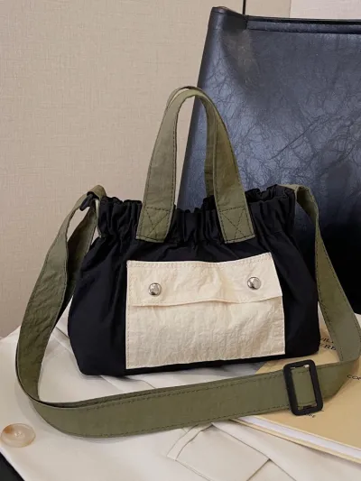 Women Fashion Casual Dopamine Color Canvas Crossbody Bucket Bag