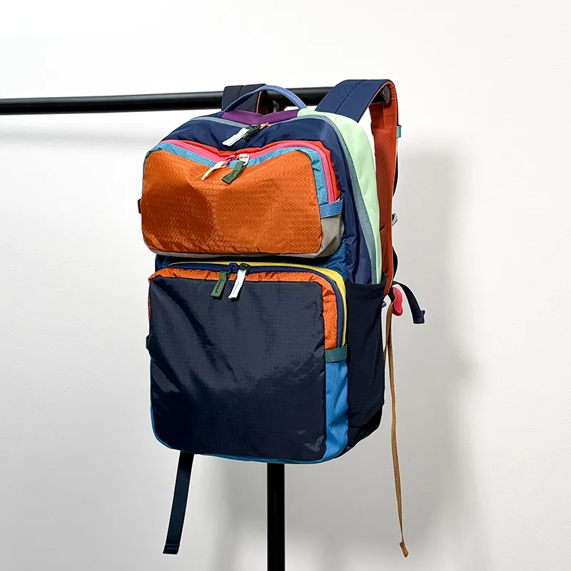 Fashion Casual Dopamine Color-Block Large Capacity Multi-Functional Nylon Backpack