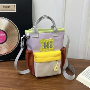Women Fashion Casual Dopamine Contrast Color Portable Crossbody Bag
