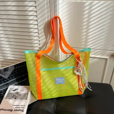 Women Fashion Dopamine Hollow Mesh Casual Shoulder Bag Tote