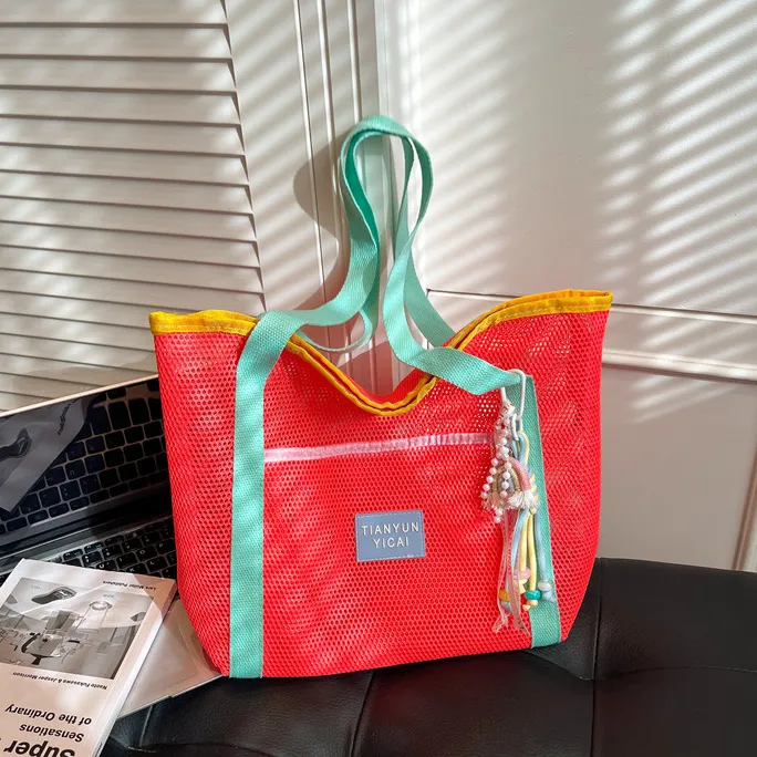 Women Fashion Dopamine Hollow Mesh Casual Shoulder Bag Tote