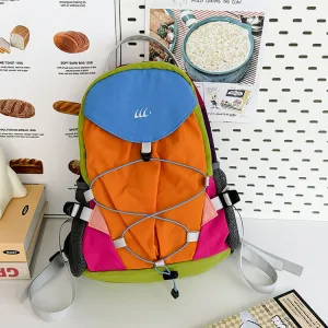 Women Fashion Outdoor Dopamine Color-Blocking Large Capacity Travel Backpack 14in Laptop Backpack Nylon
