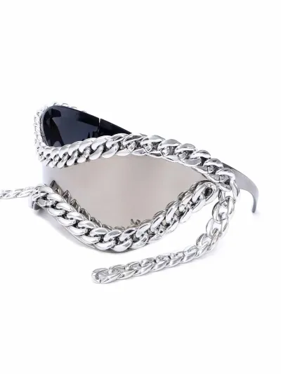 Fashion Round Frame Metal Chain Decoration PC Sunglasses
