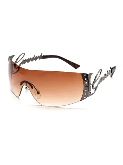 Women Fashion Retro Rhinestone Letter Frame Legs Sunglasses