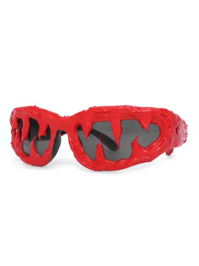 Women Creative Hand-Crafted Drip Glue Sunglasses Oblong Mirror