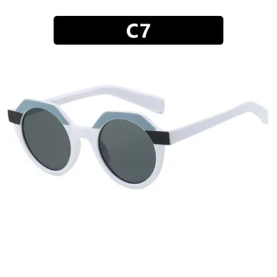 Women Fashion Round Colorblock Sunglasses