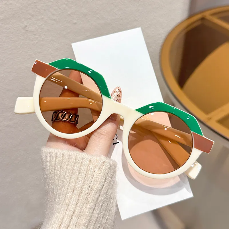 Women Fashion Round Colorblock Sunglasses