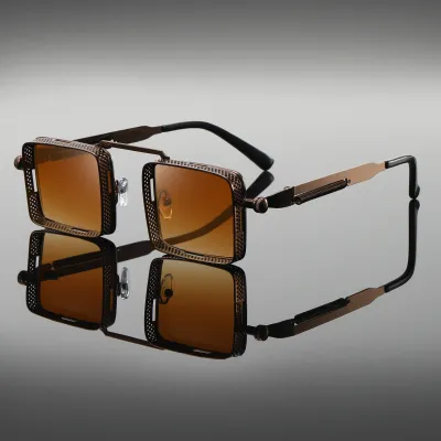 Fashion Retro Punk Hollow Design Square Frame Sunglasses
