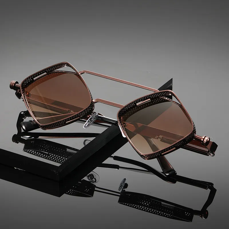 Fashion Retro Punk Hollow Design Square Frame Sunglasses