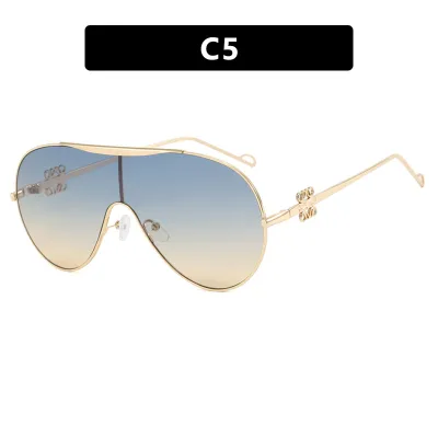 Women's Fashion Metal One-Piece Sunglasses with Resin Lens