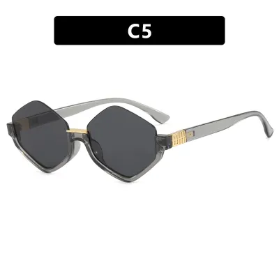 Women Fashion Rhombus Half Frame Polygon Sunglasses