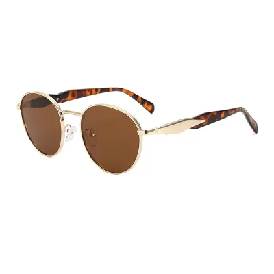 Women Fashion Round Metal Frame UV Protection Sunglasses
