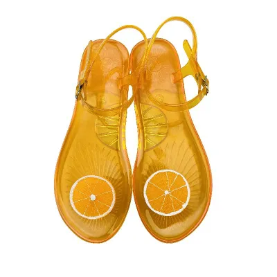 Women Creative Cute Fruit Decorative Buckle Flat Thong Sandals