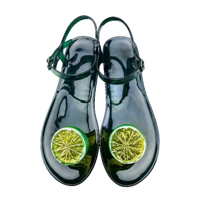 Women Creative Cute Fruit Decorative Buckle Flat Thong Sandals