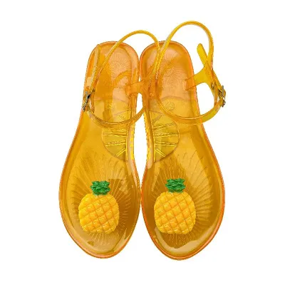 Women Creative Cute Fruit Decorative Buckle Flat Thong Sandals