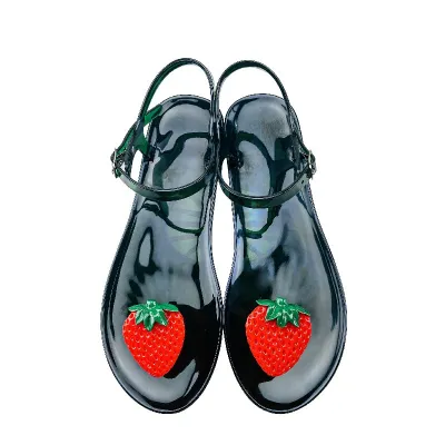 Women Creative Cute Fruit Decorative Buckle Flat Thong Sandals
