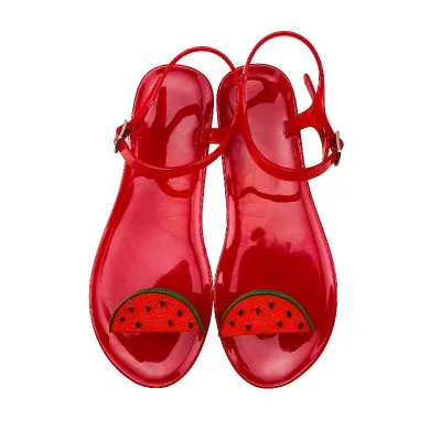 Women Creative Cute Fruit Decorative Buckle Flat Thong Sandals