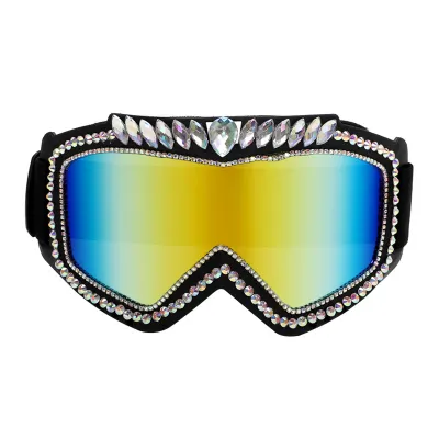 Women Fashion Cyberpunk Large Frame Rhinestone Decoration Sunglasses