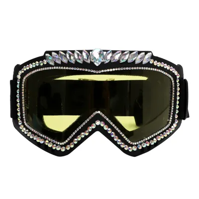 Women Fashion Cyberpunk Large Frame Rhinestone Decoration Sunglasses
