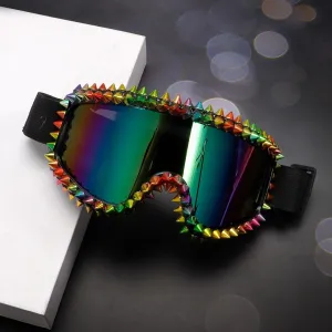 Fashion Motorcycle Rivet Anti-Impact PC Lens Oblong Sunglasses