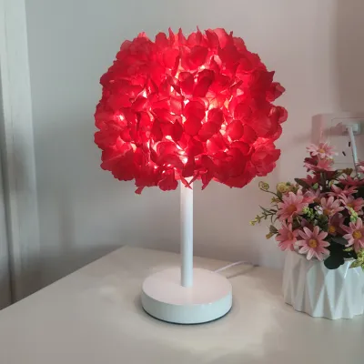 Fashion Solid Color Folding Flower Fabric Bedroom Bedside Lamp Ce Certified Modern Minimalist Metal