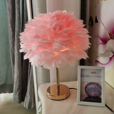Modern Creative Feather Lamp Bedroom Gold Rod Simple Lighting