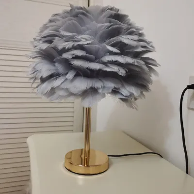 Modern Creative Feather Lamp Bedroom Gold Rod Simple Lighting