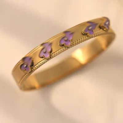 Women's Simple Four-Leaf Clover Electroplated Titanium Steel Bracelet