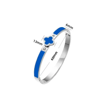 Women Fashion Simple Stainless Steel Four-Leaf Clover Bracelet