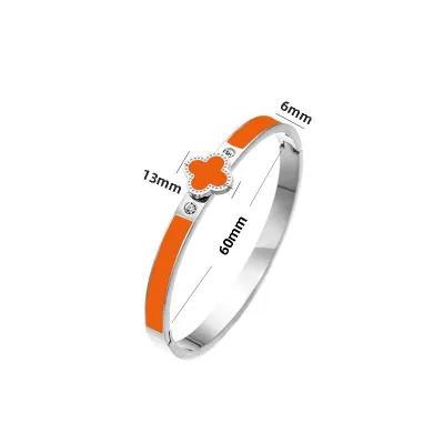 Women Fashion Simple Stainless Steel Four-Leaf Clover Bracelet