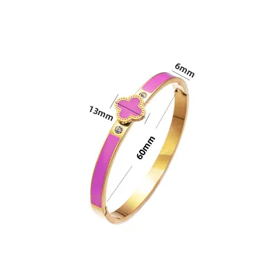 Women Fashion Simple Stainless Steel Four-Leaf Clover Bracelet