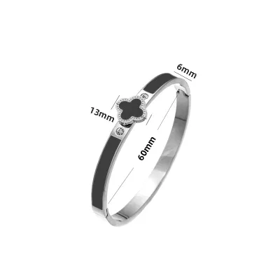 Women Fashion Simple Stainless Steel Four-Leaf Clover Bracelet