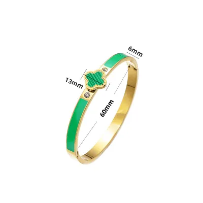 Women Fashion Simple Stainless Steel Four-Leaf Clover Bracelet