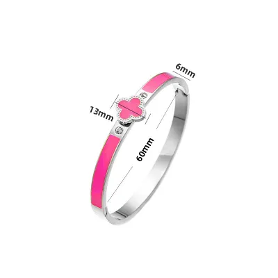 Women Fashion Simple Stainless Steel Four-Leaf Clover Bracelet