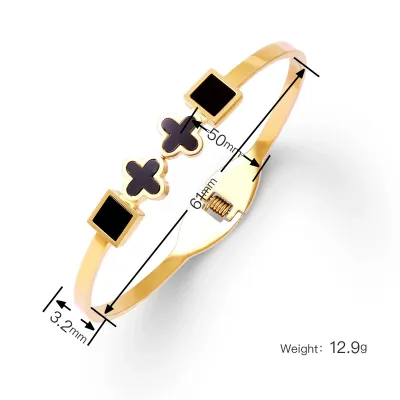 Women Fashion Electroplated Four-Leaf Clover Non-Fading Stainless Steel Bracelet