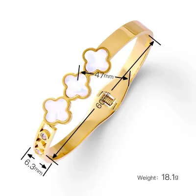 Women Fashion Electroplated Four-Leaf Clover Non-Fading Stainless Steel Bracelet