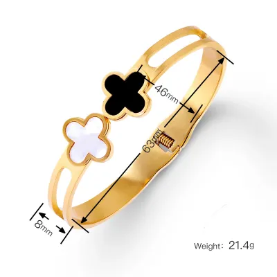 Women Fashion Electroplated Four-Leaf Clover Non-Fading Stainless Steel Bracelet