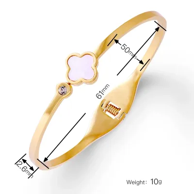 Women Fashion Electroplated Four-Leaf Clover Non-Fading Stainless Steel Bracelet