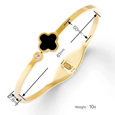 Women Fashion Electroplated Four-Leaf Clover Non-Fading Stainless Steel Bracelet